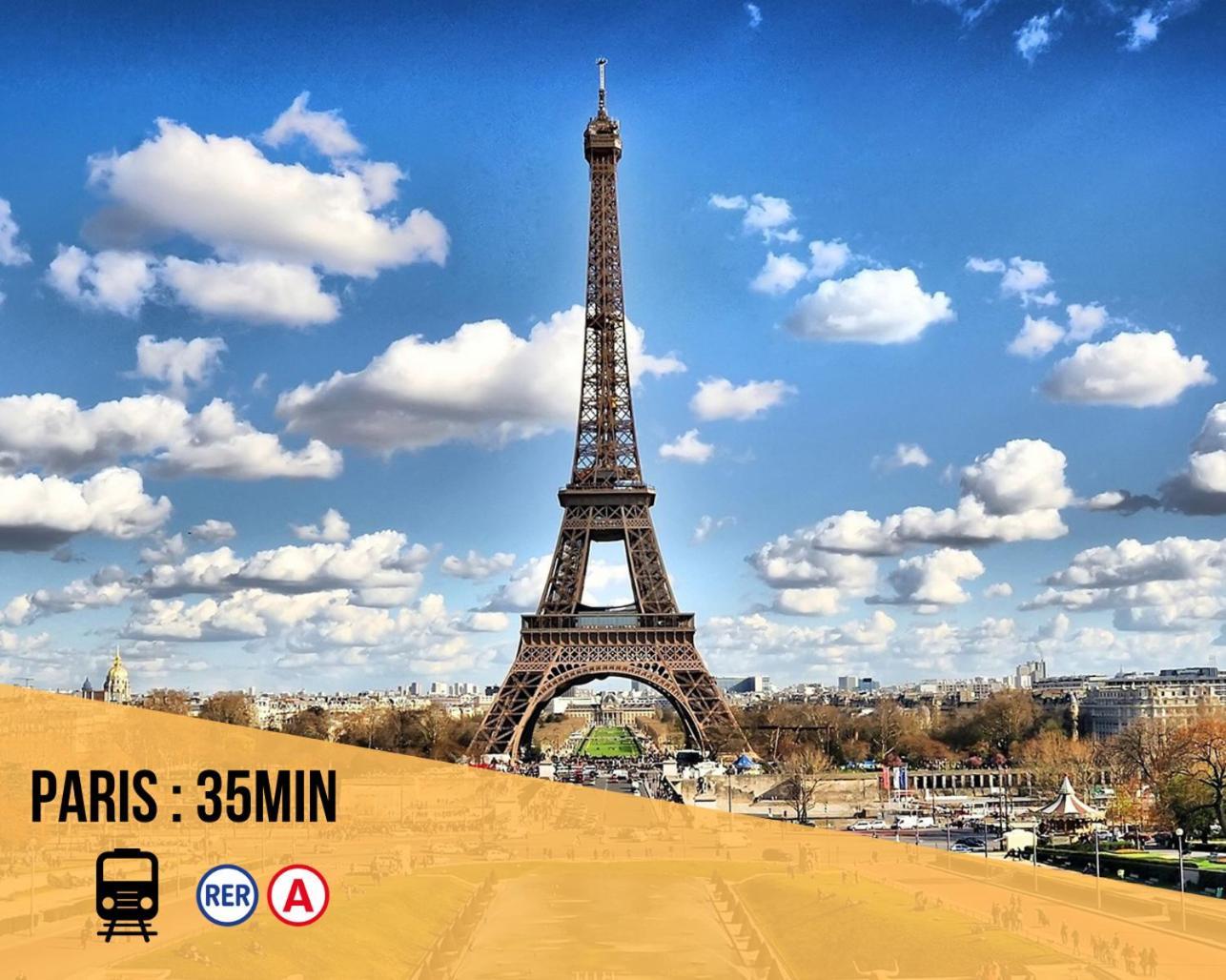 L Eiffel Disney 5Min Paris 35Min Parking Terrasse Serris Extérieur photo